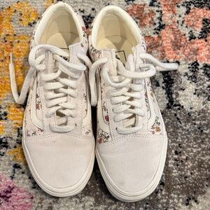 Vans White Floral Canvas Sneakers